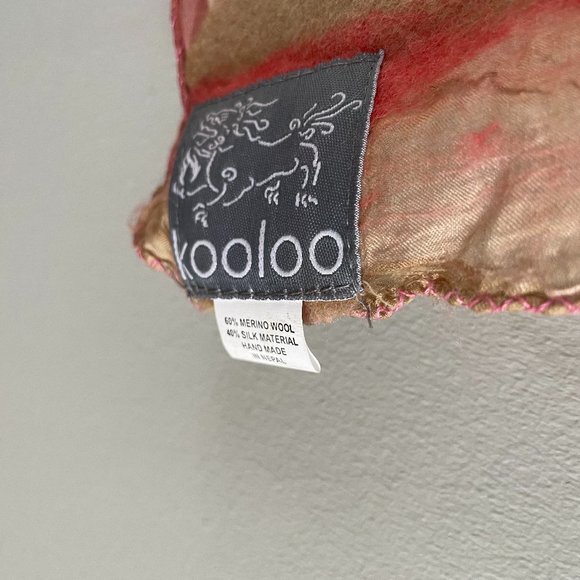 Wearable Art Crafted Wool Silk Scarf Wrap Kooloo Hand Made in Nepal 74 x 12 in - Picture 2 of 16